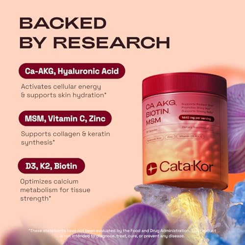 Cata-Kor NAD+ & Ca-AKG Supplement with Resveratrol, MSM, Hyaluronic Acid & Biotin
