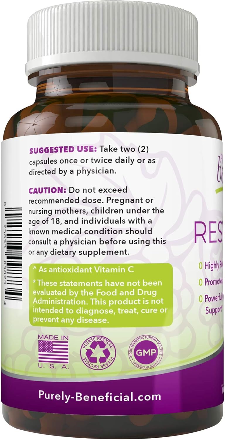 PURELY Beneficial Resveratrol 1450mg – Antioxidant Support – 90 Day Supply