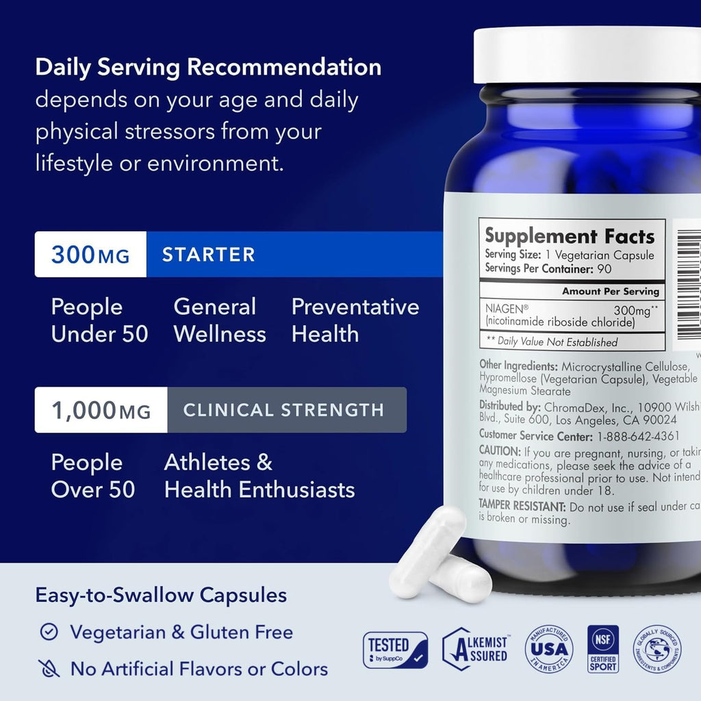 TRU NIAGEN NAD+ Supplement with Niagen 300mg – Cellular Energy Support – 30 Servings