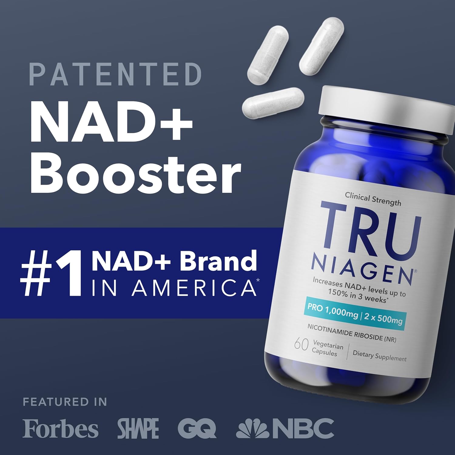 TRU NIAGEN NAD+ Supplement with Nicotinamide Riboside – Cellular Energy Support – 30 Capsules