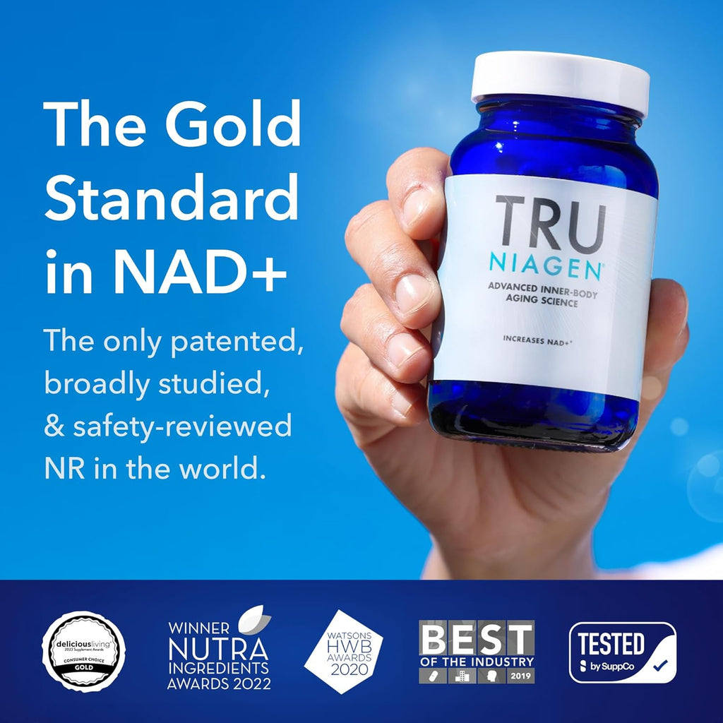 TRU NIAGEN NAD+ Supplement with Niagen 300mg – Cellular Energy Support – 30 Servings (3 Bottles)