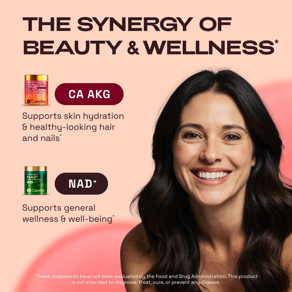 Cata-Kor NAD+ & Ca-AKG Supplement with Resveratrol, MSM, Hyaluronic Acid & Biotin