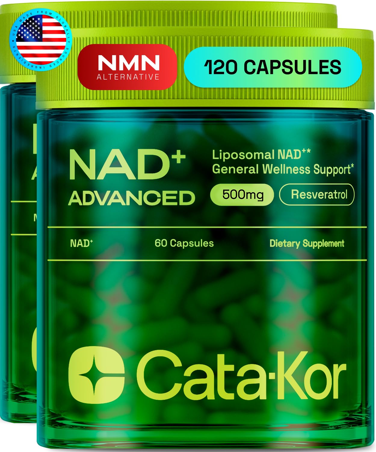 Cata-Kor Liposomal NAD+ Supplement with Resveratrol – NMN Supplement Alternative - Advanced NAD Resveratrol