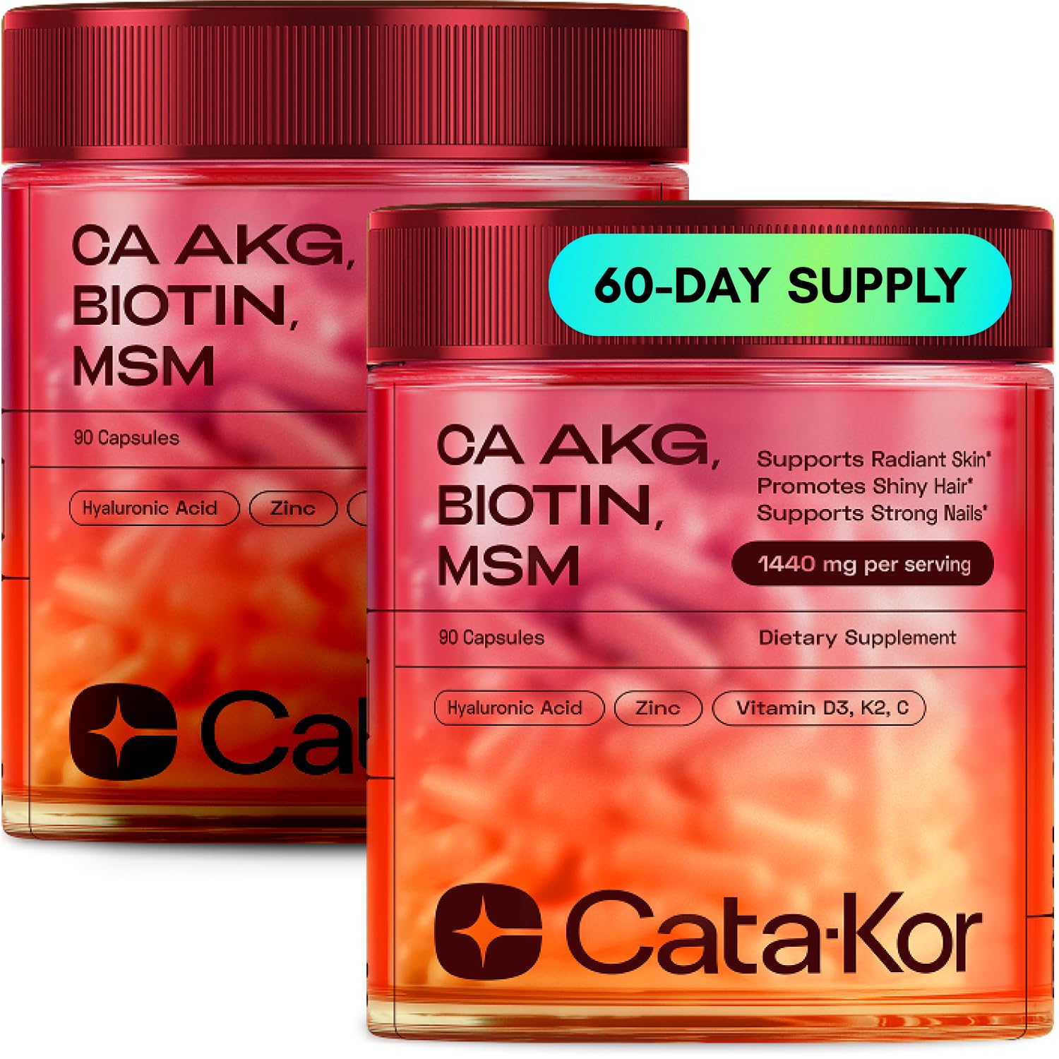 Cata-Kor Hair, Skin & Nails Vitamins for Women with Biotin, Collagen, MSM & Vitamins D3, K2, C – 30 Day Supply