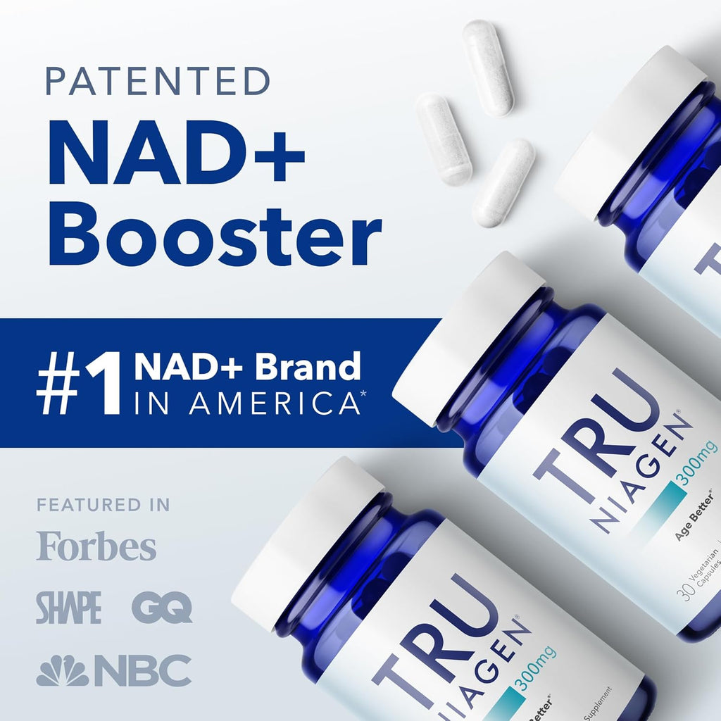 TRU NIAGEN NAD+ Supplement with Niagen 300mg – Cellular Energy Support – 30 Servings (3 Bottles)