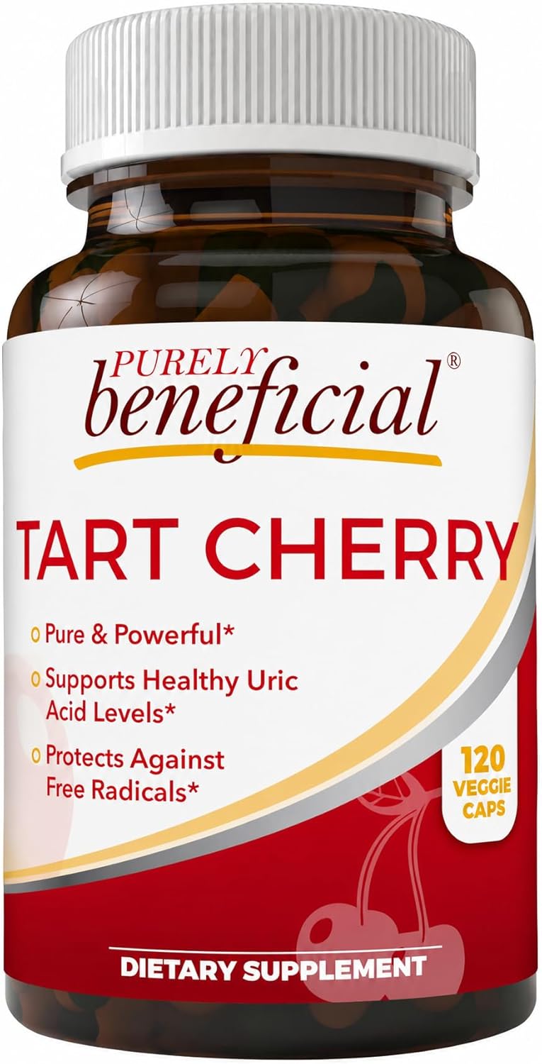 PURELY beneficial Tart Cherry Capsules, Montmorency Tart Cherry Extract, Dietary Supplement, Plant-Based Capsules, Non-GMO, Gluten Free, 120 Count