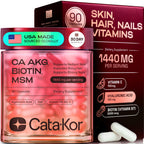 Cata-Kor Hair, Skin & Nails Vitamins for Women with Biotin, Collagen, MSM & Vitamins D3, K2, C – 30 Day Supply