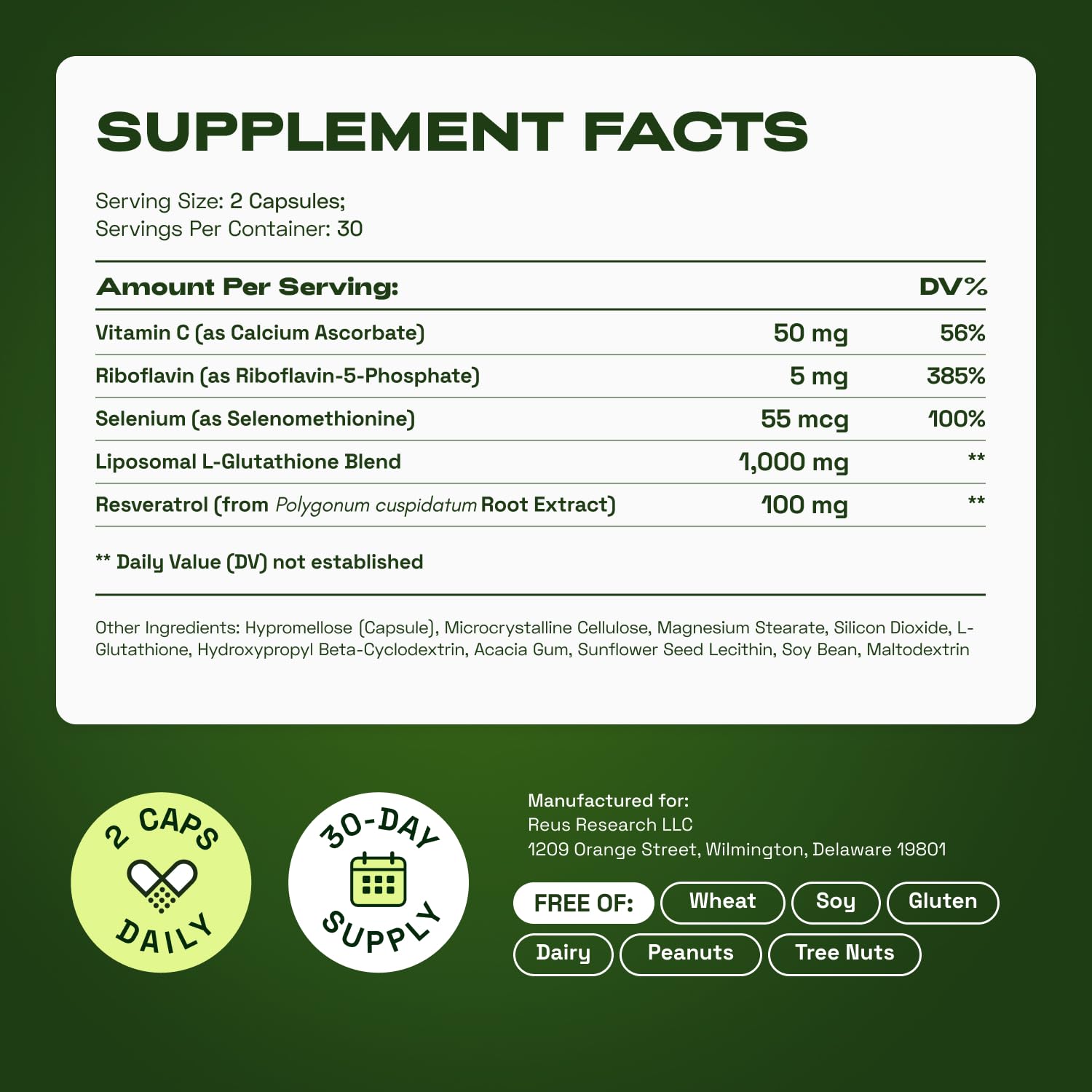 Cata-Kor Liposomal Glutathione with Resveratrol & Vitamin C – Antioxidant Support – 60 Capsules