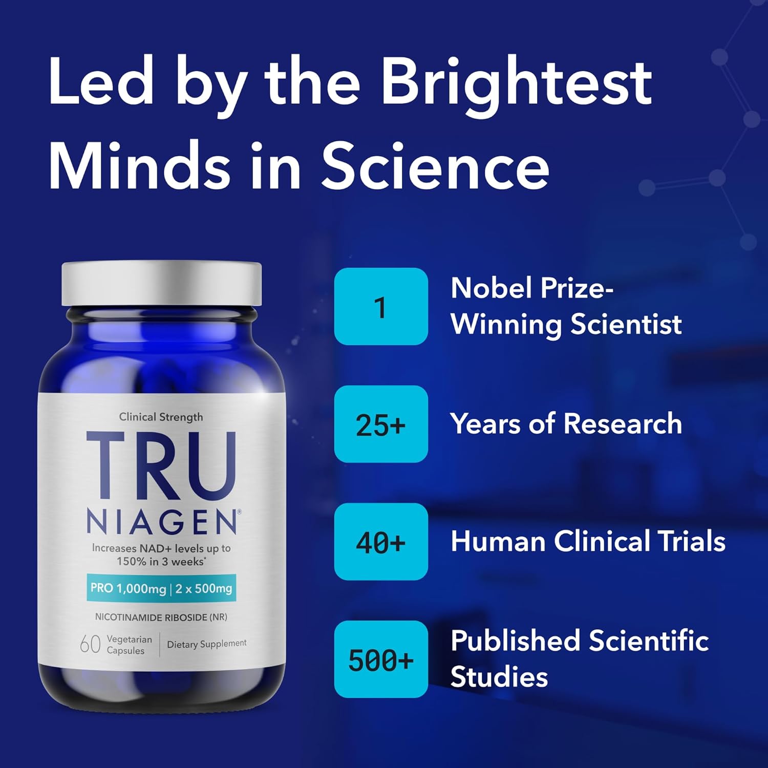TRU NIAGEN NAD+ Supplement with Nicotinamide Riboside – Cellular Energy Support – 30 Capsules