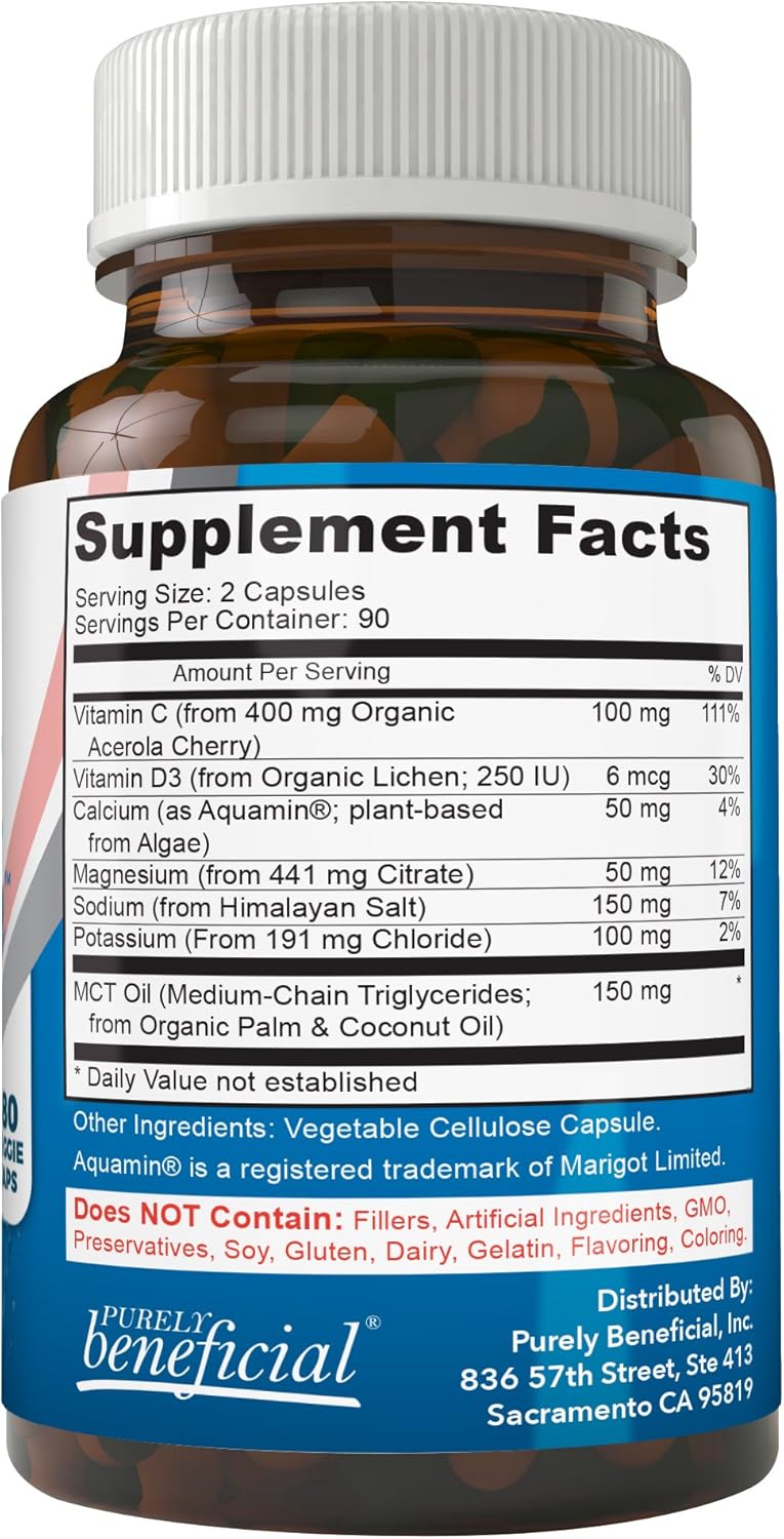 PURELY Beneficial Hydrate Plus Electrolyte Capsules with Himalayan Salt – Hydration Support – 180 Capsules